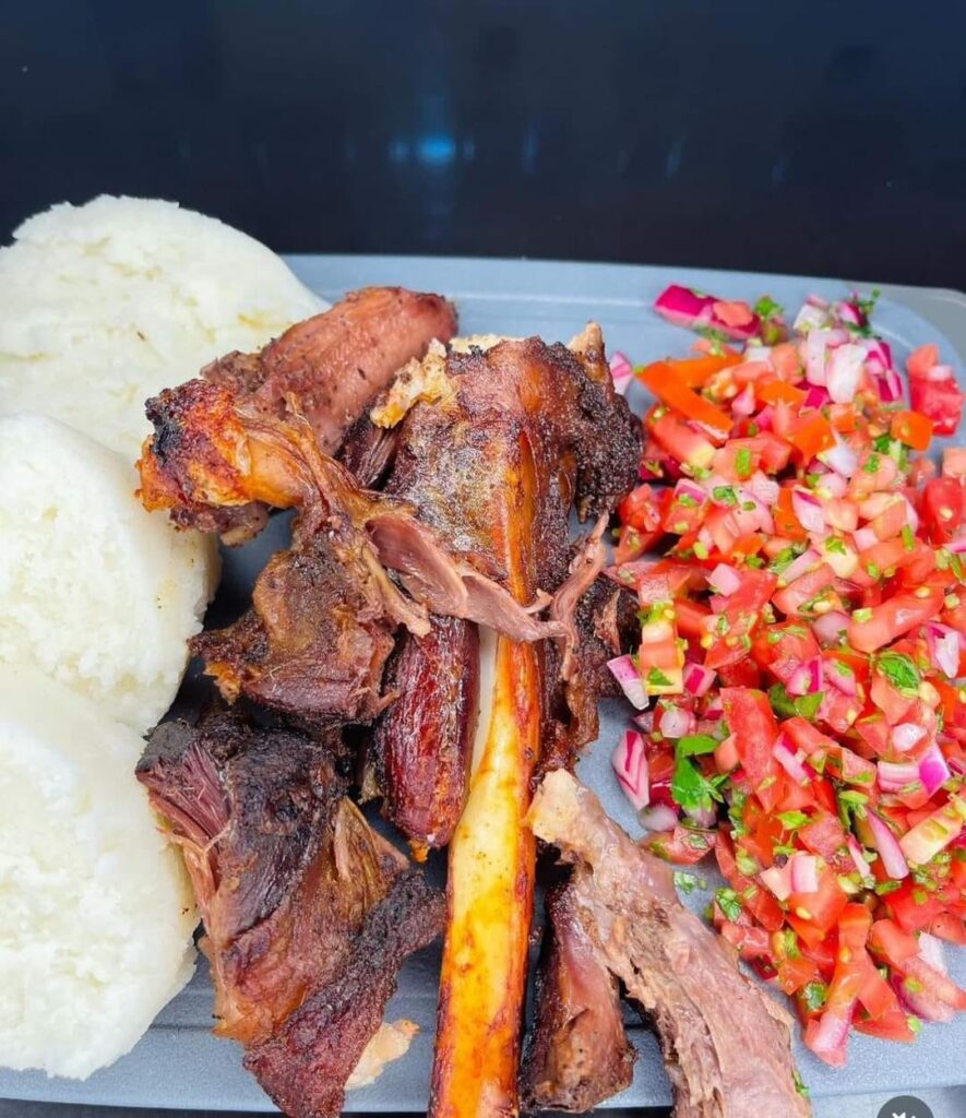 Food of Kenya - Nyama Choma, Kachumbari and Ugali